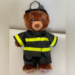 Build A Bear Firefighter Bear Happy Birthday Bear  15" Brown Plush
